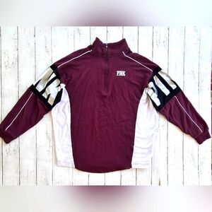 Victoria's Secret PINK Half Zip Sweatshirt L/S Jacket Burgundy Silver Black